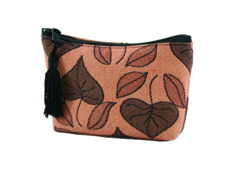 Art Nouveau Floral Window1 - Stylized Leaves - Zip Accessory - Terracotta image 1