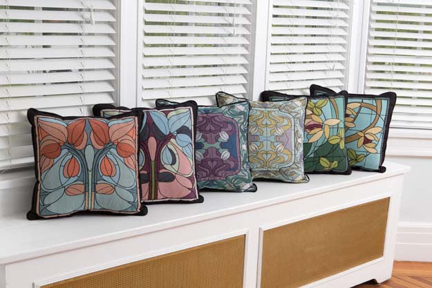 Art Nouveau Floral Window Pillow - Terracotta image 1