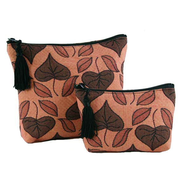 Art Nouveau Floral Window1 - Stylized Leaves - Zip Accessory - Terracotta image 0