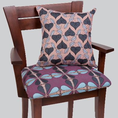 Art Nouveau Floral Window Pillows- Stylized Leaves- Vineyard image 1