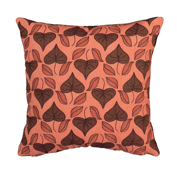 Art Nouveau Floral Window Pillows- Stylized Leaves- Terracotta image 0