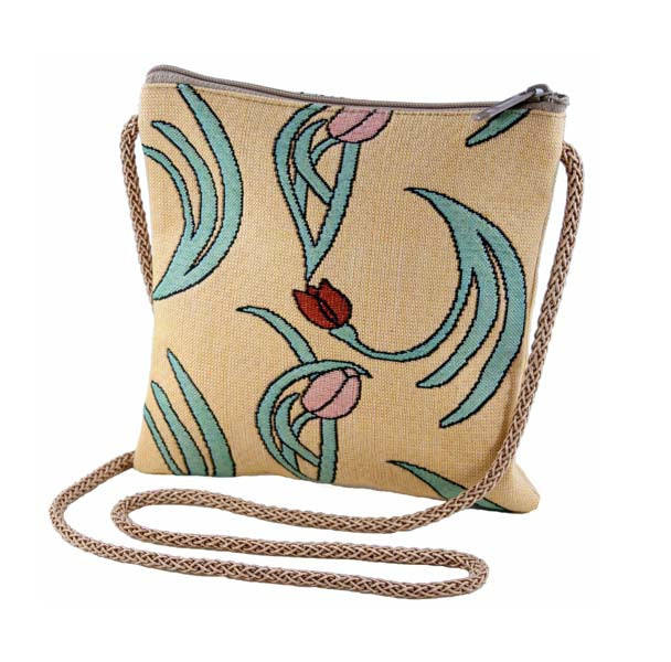 Flowers and Vines- Flower Bud Toss- Abby Purse- Fresh Caramel - fully lined zip closure - Rennie & Rose