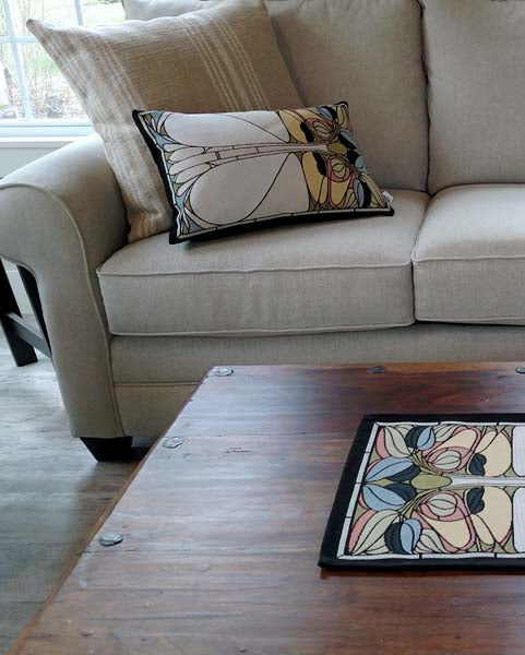 Art Nouveau Floral Window Peridot- Pillow and placemat - Rennie & Rose Exclusive