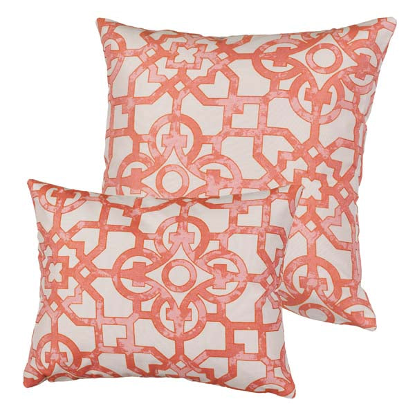 Rennie & Rose Fretwork Salmon Pillows available in mult sizes