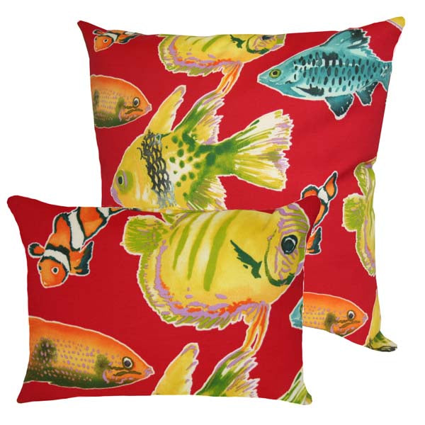 School of Fish Pillow - Red image 0