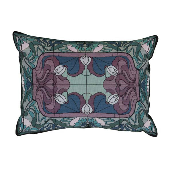 Thistle and Rosebud Pillows- Caspian Blue - 12" x 16" image