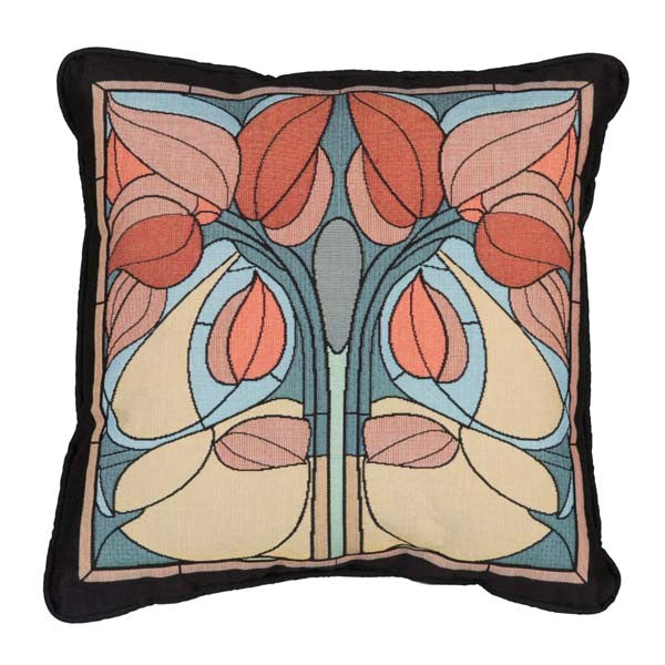 Art Nouveau Floral Window Pillow - Terracotta image 0