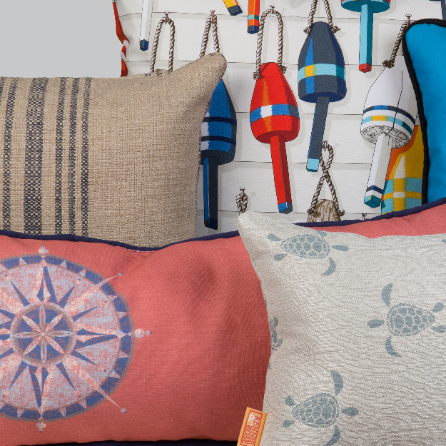 Vintage Nautical- Compass Rose on Red Pillow image 3