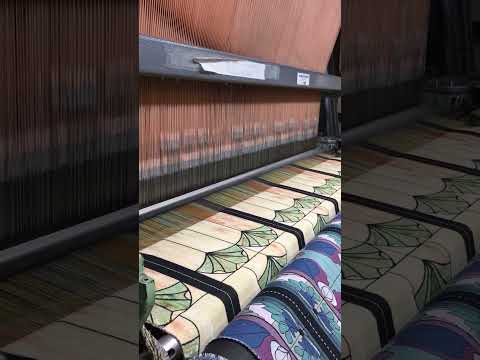 Artisan weaving process of Rennie & Rose Gingko fabric