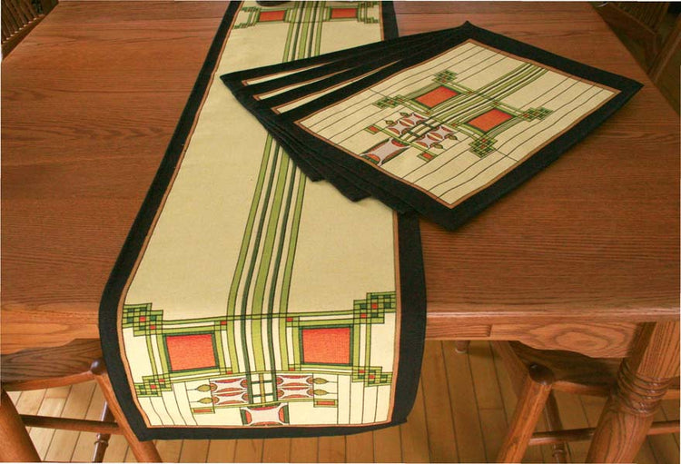 Louis Sullivan Art Glass Window Table Runner and placemats 