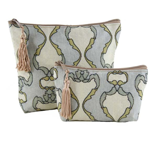 Thistle and Rosebuds- Zip Accessory Case- Damask Warm Mist image 0