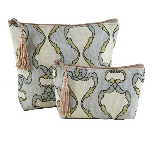 Thistle and Rosebuds- Zip Accessory Case- Damask Warm Mist image 0