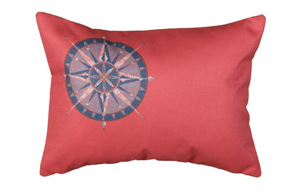 Vintage Nautical- Compass Rose on Red Pillow image 1