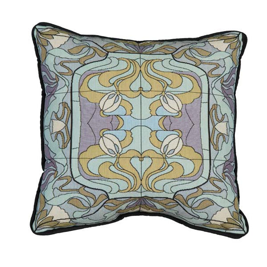 Thistle and Rosebud Pillow- Warm Mist image 0