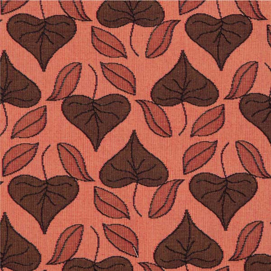 Art Nouveau Floral Window- Fabric by the Yard - Stylized Leaves - Terracotta | Rennie and Rose Artful Home Decor