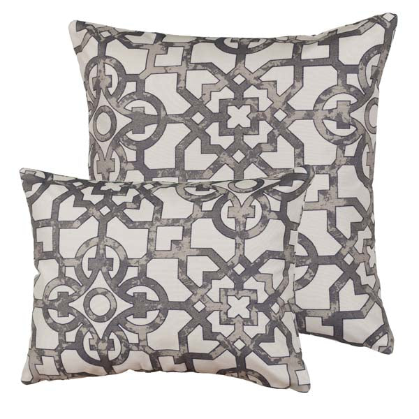 Rennie & Rose Fretwork Gray Pillows in 2 sizes with zip closure