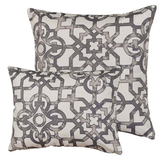 Rennie & Rose Fretwork Gray Pillows in 2 sizes with zip closure