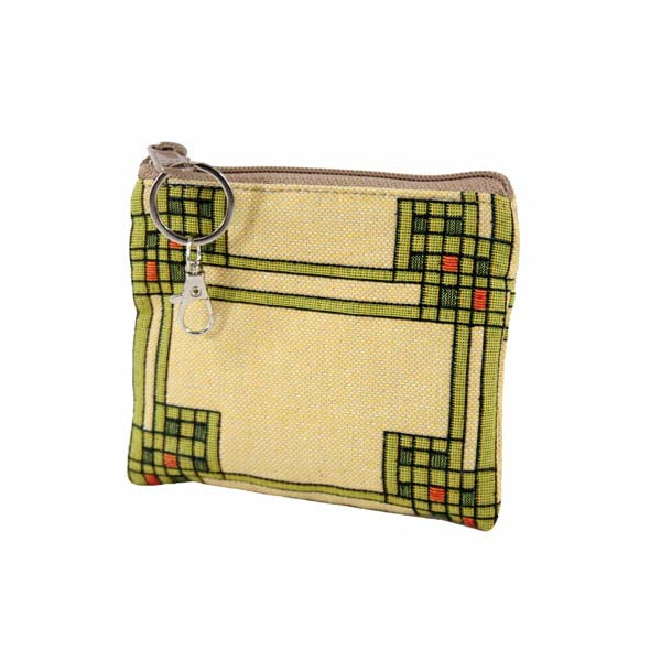 Louis Sullivan Art Glass Window- Coin Key Case- Detail 1 - Rennie & Rose Exclusive fully line tassel accent