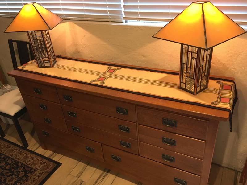 Louis Sullivan Art Glass Window Table Runner as shown in a customers home