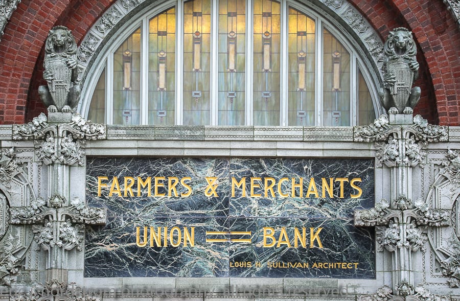 Louis Sullivan Farmers & Merchants Union Bank Window Pillows image used for our pillows, placemats and table runners
