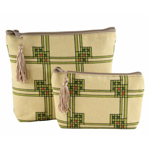 Louis Sullivan Art Glass Window- Zip Accessory cases- Detail 1 - fully lined zip closure tassel accent - Rennie & Rose