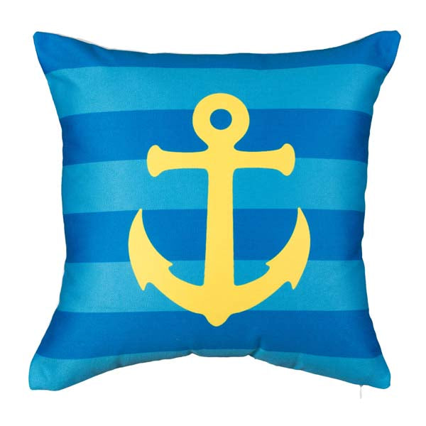 Fresh Nautical- Home is My Anchor Pillow - 24" x 24" - Rennie & Rose - zip clsoure