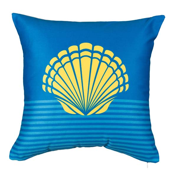 Fresh Nautical- Large Scallop Shell Pillow - 17" x 17" Rennie & Rose Exclusive Zip closure