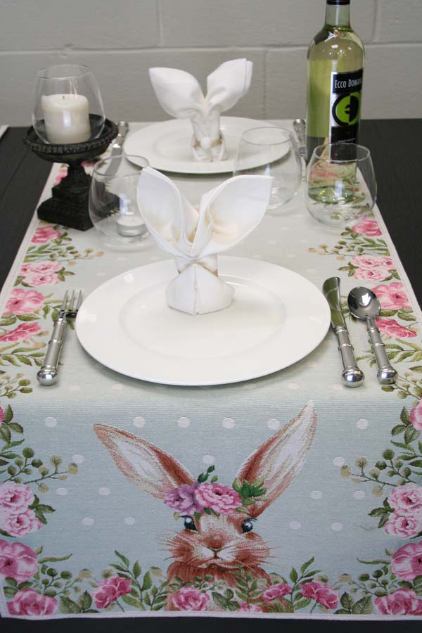 Bunny and Rose Blooms Table Runner