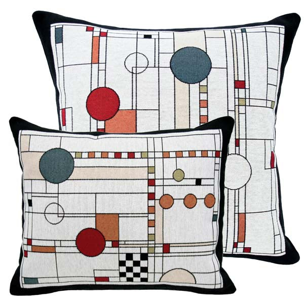 Rennie & Rose Exclusive Circle Study Pillows.  Available in 2 sizes along with matching placemats and a table runner