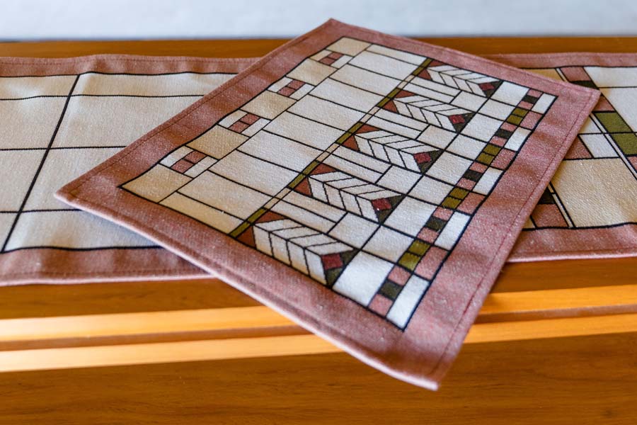 Rennie & Rose Exclusive Prairie Chevrons Placemat & table runner.  Also available in matching pillows.