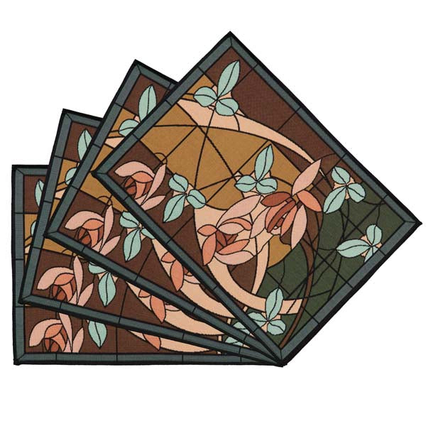 Rennie & Rose Flowers and Vines Placemat in Fresh Caramel shown in set of 4