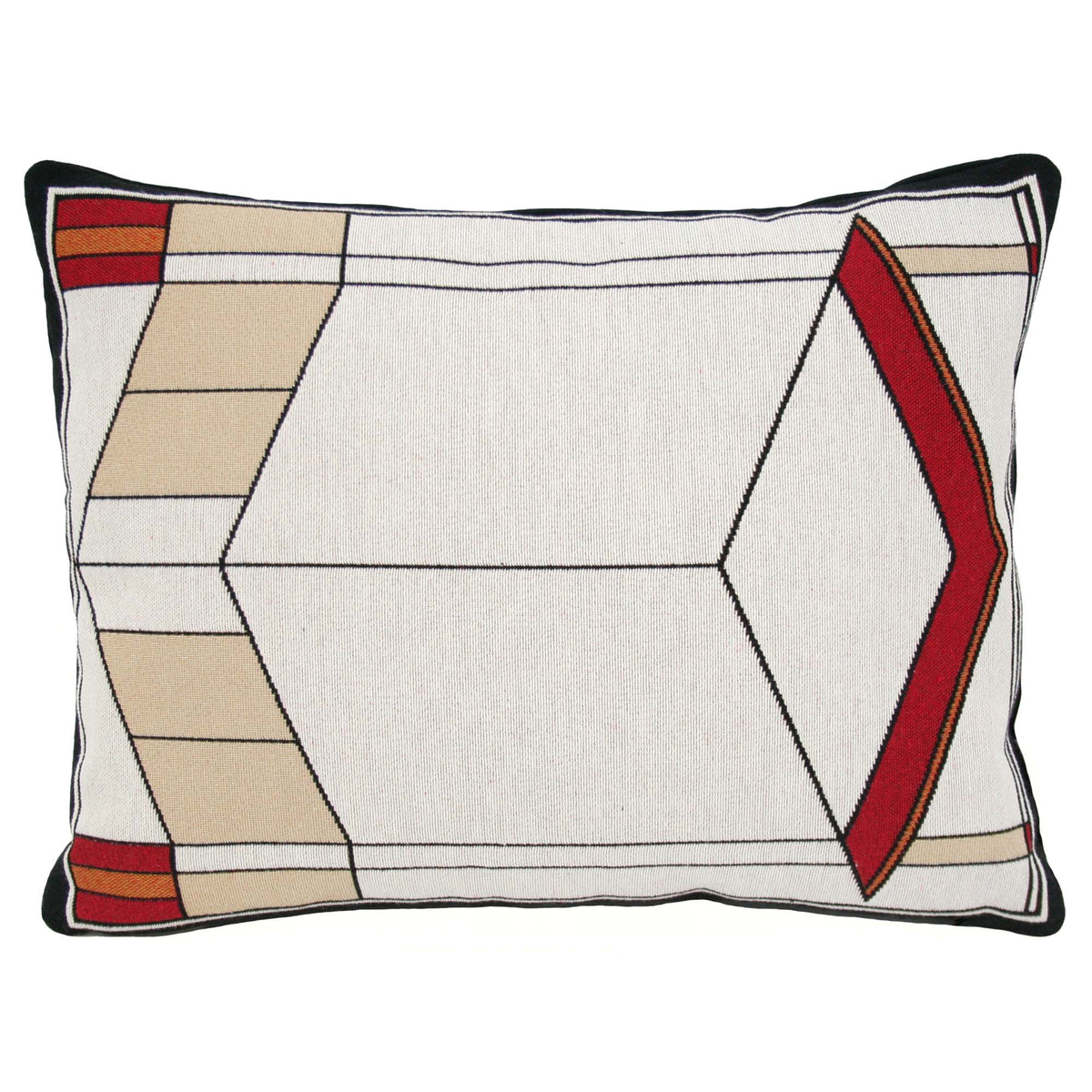 Decorative pillow with geometric pattern on a white background