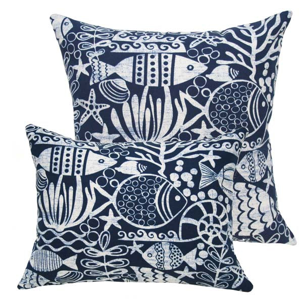 Rennie & Rose Sea Life Indoor/Outdoor Pillows available in mult sizes
