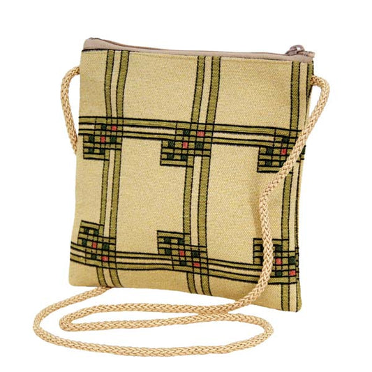 Abby purse with Louis Sullivan Art Glass Window design, jacquard fabric, zip closure, and 40-inch cord strap by Rennie & Rose