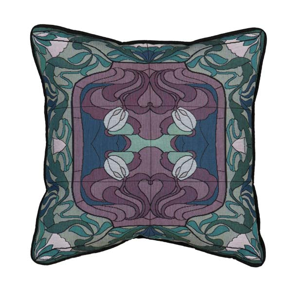 Rennie & Rose Exclusive Thistle and Rosebud Pillow in Caspian Blue 