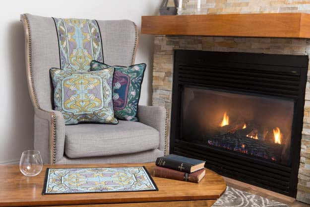 Rennie & Rose Exclusive Thistle and Rosebud Pillows Caspian Blue and Warm Mist