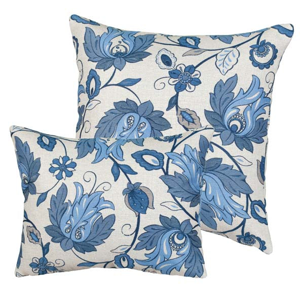 Rennie & Rose Woodmere Blue Floral Pillows available in mult sizes 