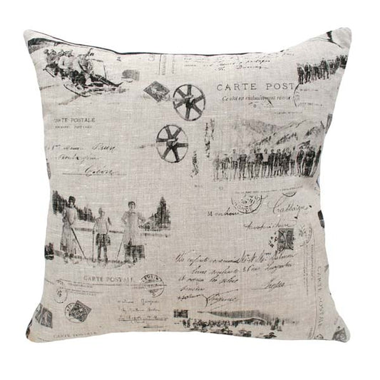 Rennie & Rose Vintage Ski Pillow with old school postcard images.