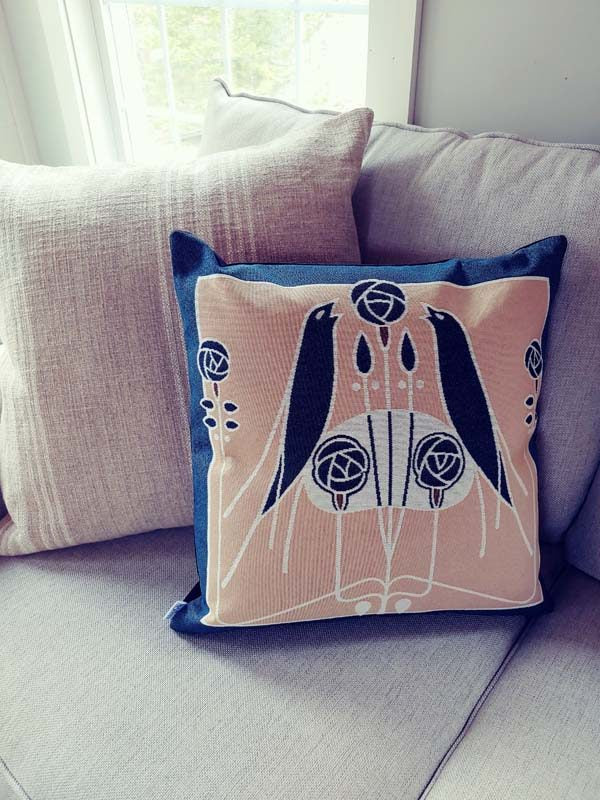 Rennie & Rose Exclusive Birds of a Feather Pillow.  Also available in 2 size pillows, placemat and table runner.