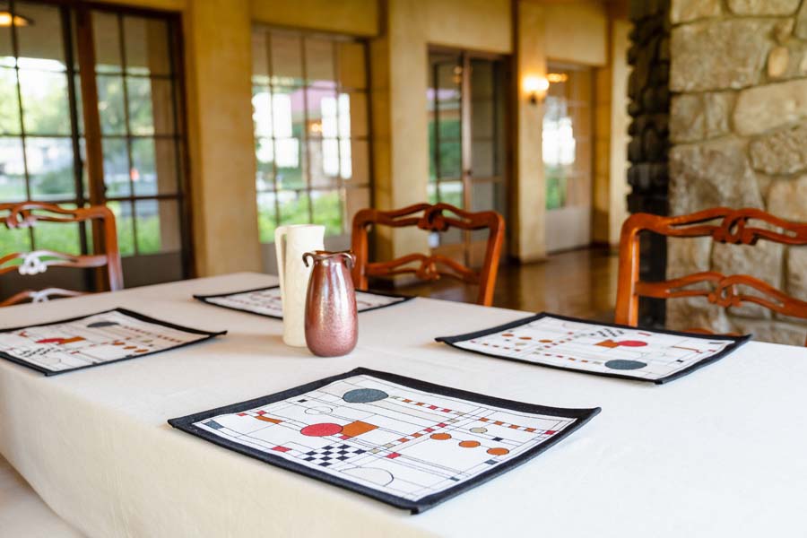 Rennie & Rose Exclusive Circle Study Placemats at Graycliff in Buffalo, NY.