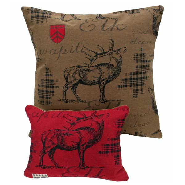 Elliot Elk pillow by Rennie & Rose with warm rustic design, ideal for lodge, mountain, or Adirondack-inspired décor