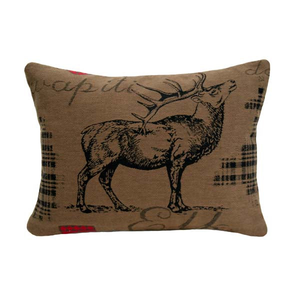 Elliot Elk pillow by Rennie & Rose with warm rustic design, ideal for lodge, mountain, or Adirondack-inspired décor