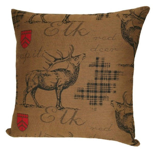 Elliot Elk pillow by Rennie & Rose with warm rustic design, ideal for lodge, mountain, or Adirondack-inspired décor