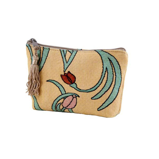 Flowers and Vines- Flower Bud Toss- Zip Accessory Cases- Fresh Caramel