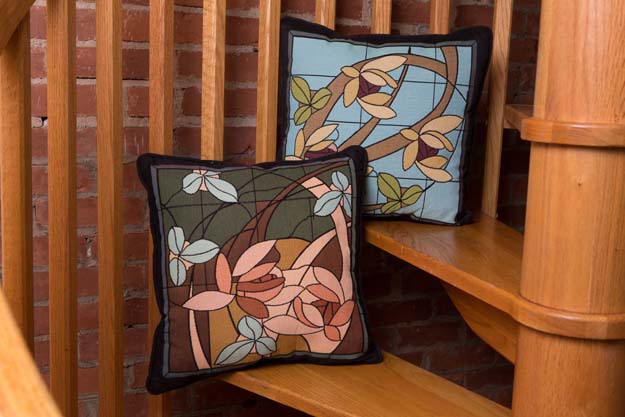 Rennie & Rose Flowers and Vines Pillow in Fresh Caramel 