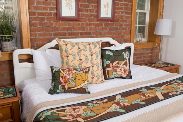 Rennie & Rose Flowers and Vines Pillow in Fresh Caramel