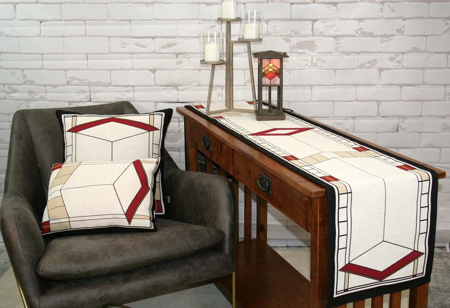 Graycliff Diamond Window Pillow and table runner