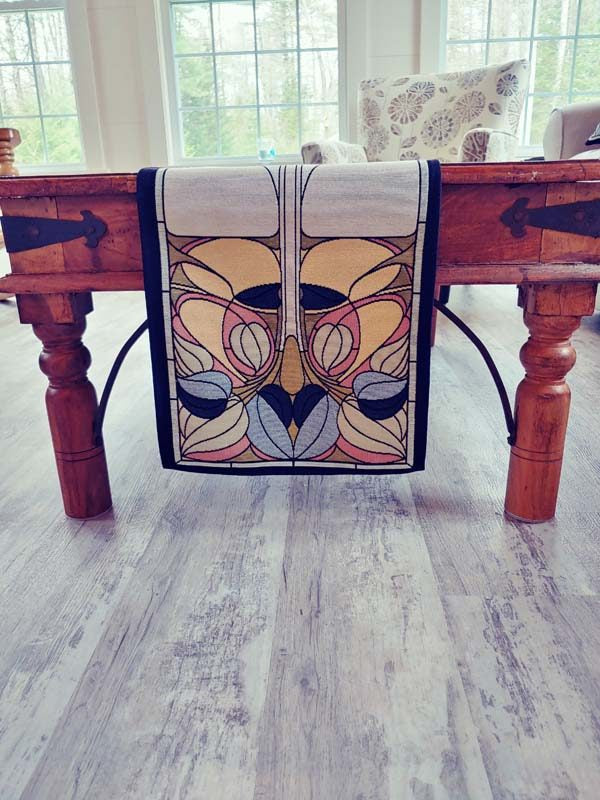 Art Nouveau Floral Window Peridot- Table Runner