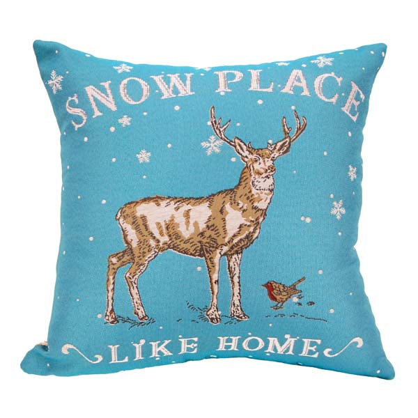 Rennie & Rose Snow Place Like Home Stag Pillow 