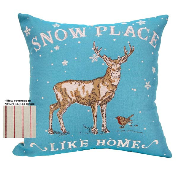 Rennie & Rose Snow Place Like Home Stag Pillow 
